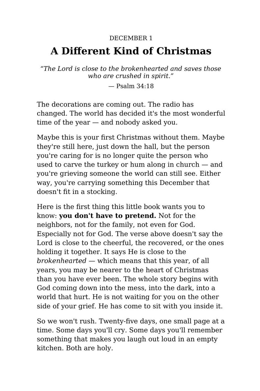 December 1 daily reading — a Scripture, gentle words of comfort, and space to remember