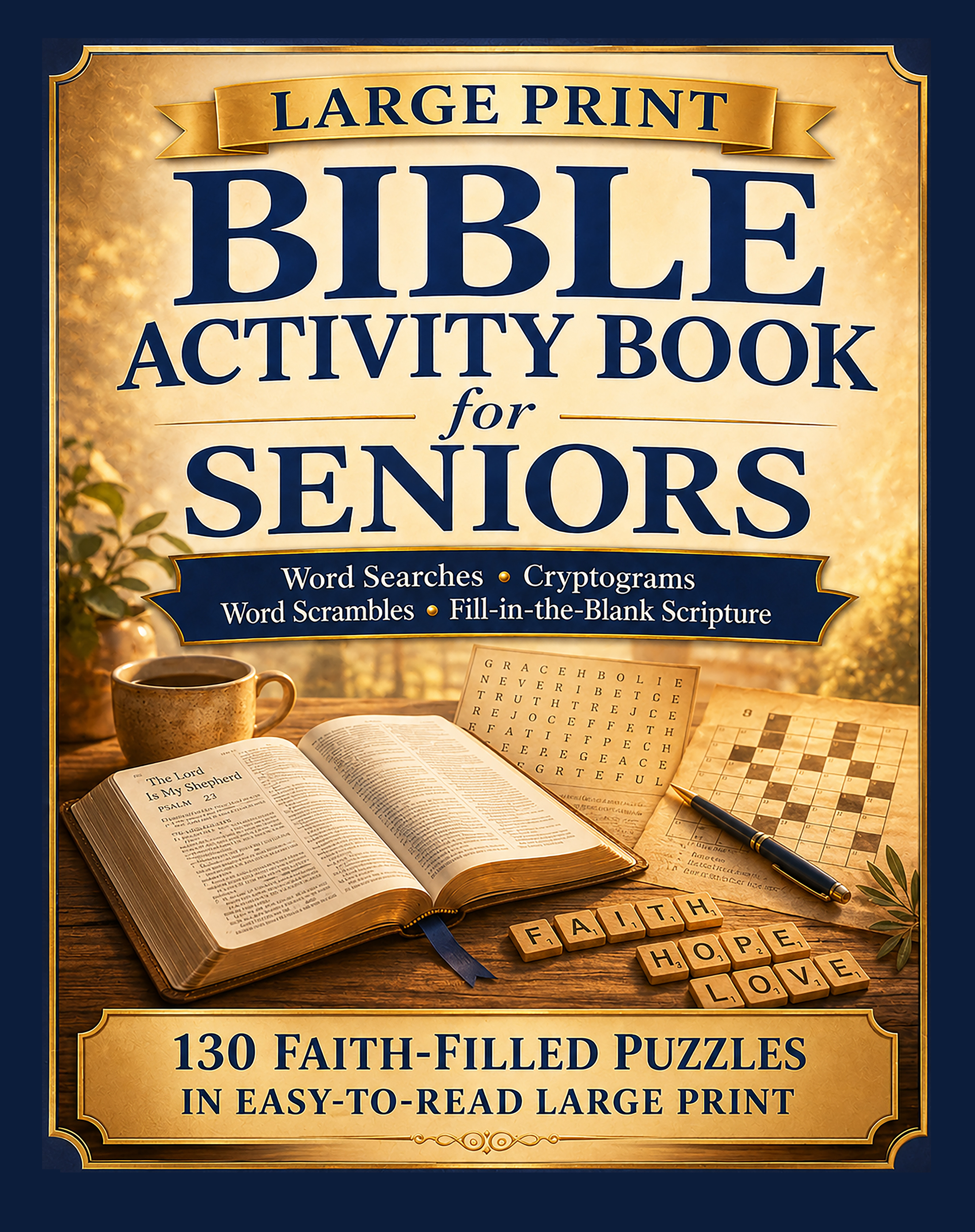 Large Print Bible Activity Book for Seniors — book cover