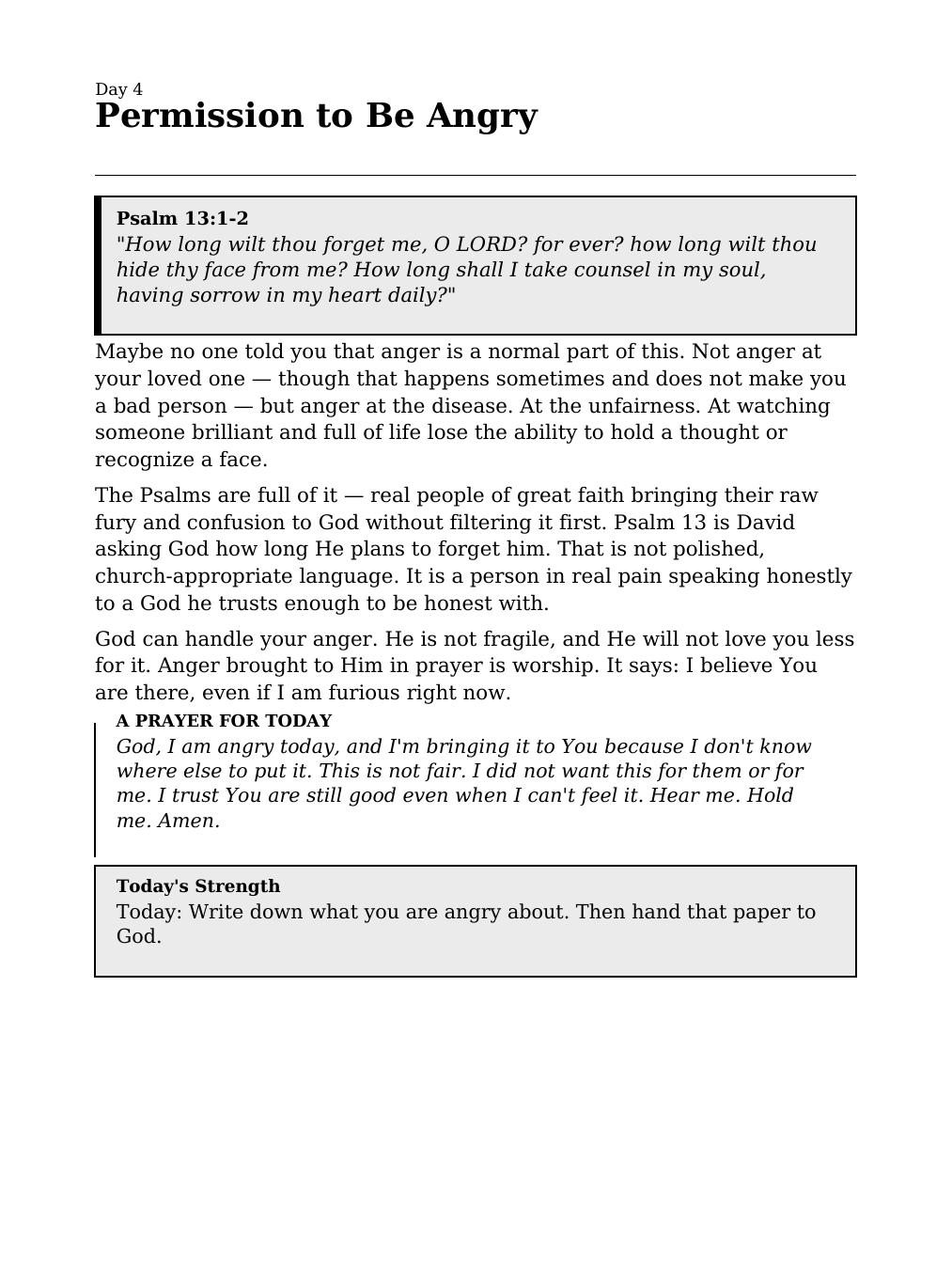An honest daily devotion written for weary caregivers