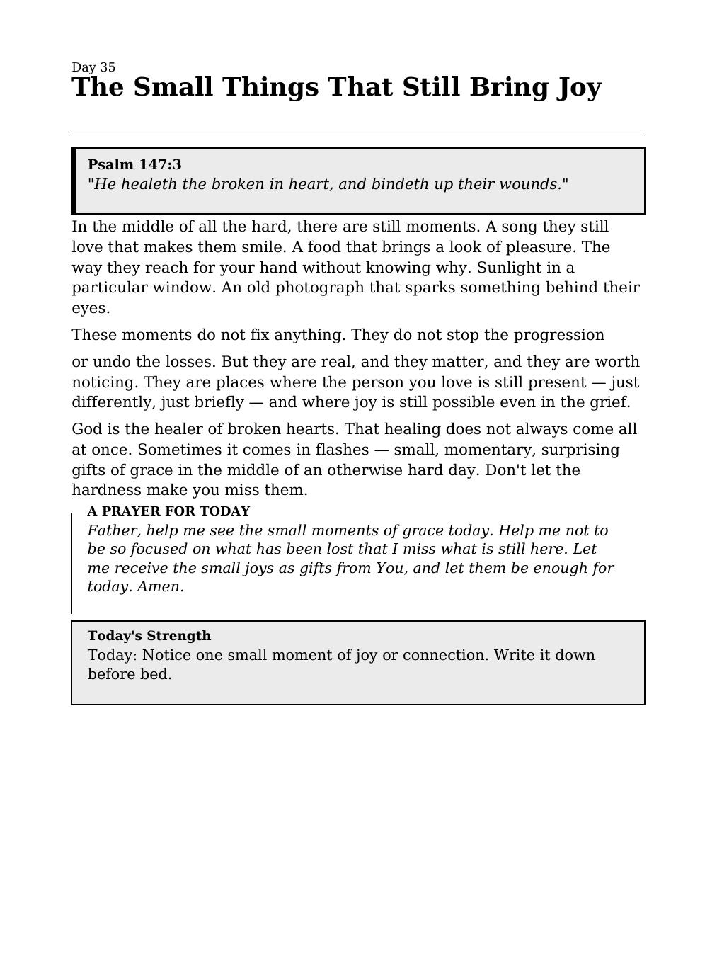 A daily reading with a prayer and a word of strength