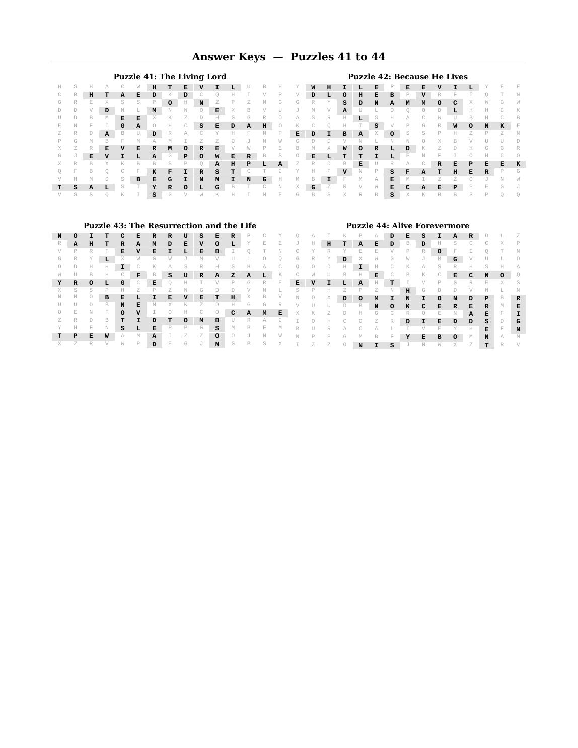 The answer keys, included at the back of the book