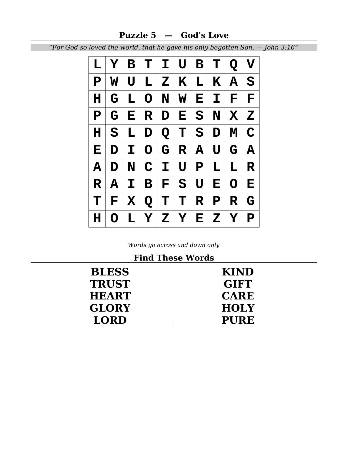 Another themed large-print word search puzzle