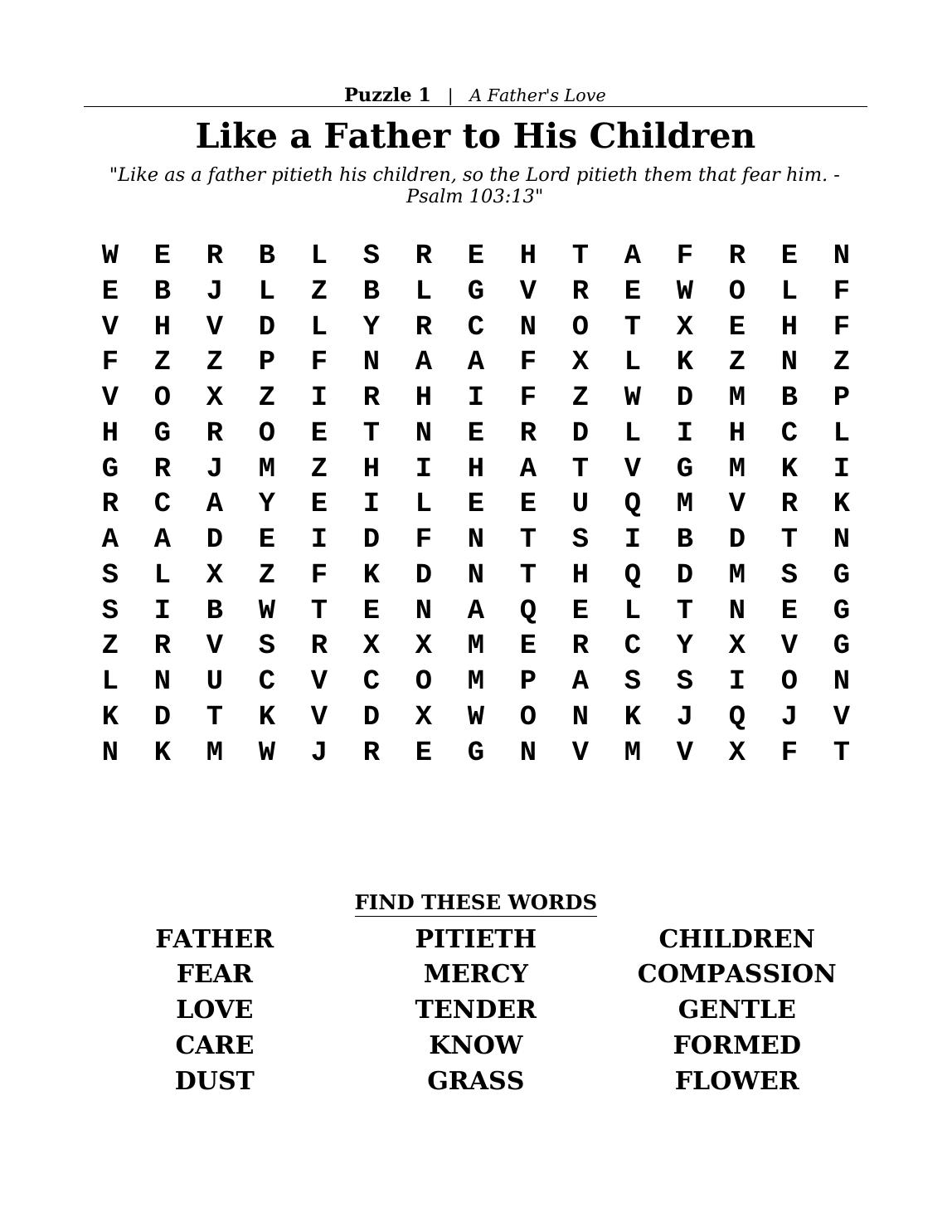 A large-print Bible word search puzzle page