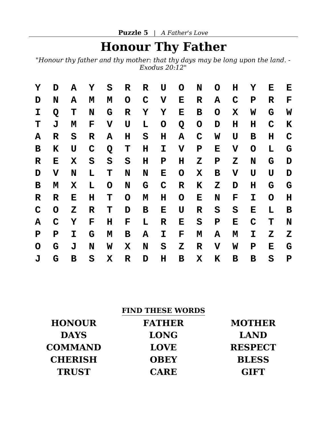 Another themed large-print word search puzzle