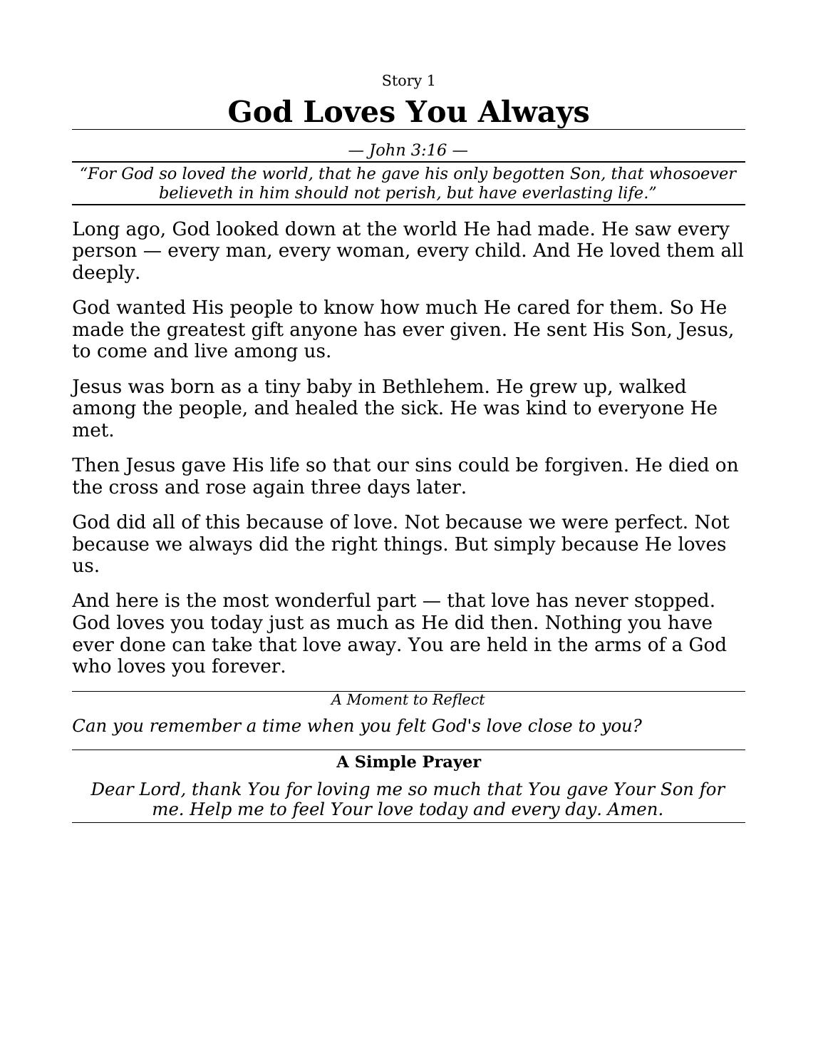 A large-print Bible story, written to be read aloud