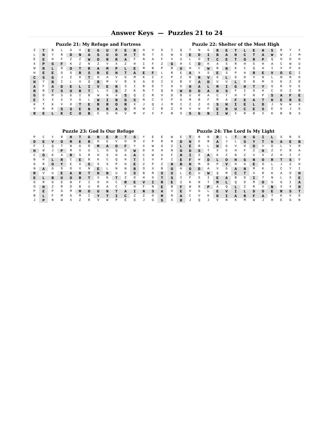 The answer keys, included at the back of the book