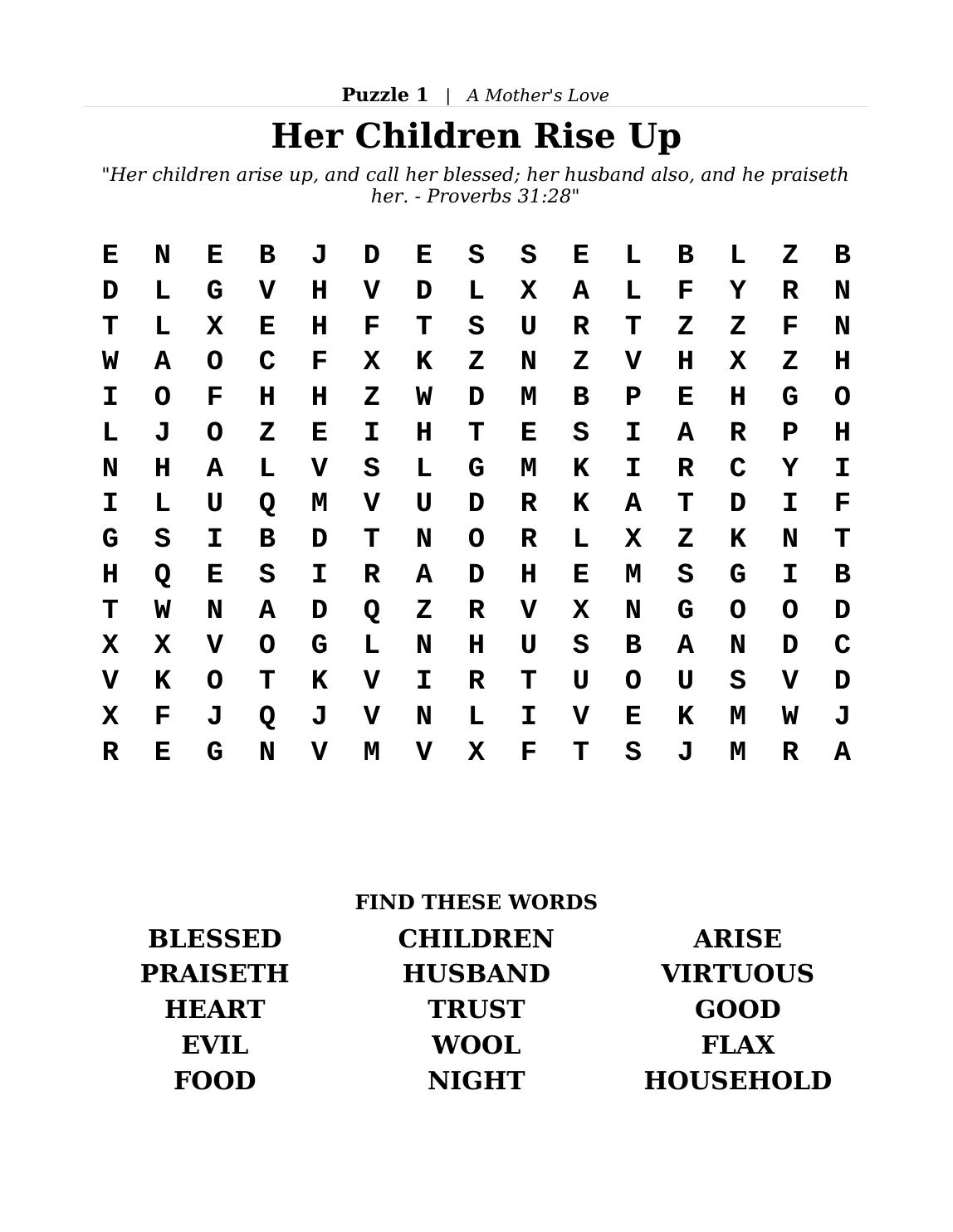 A large-print Bible word search puzzle page