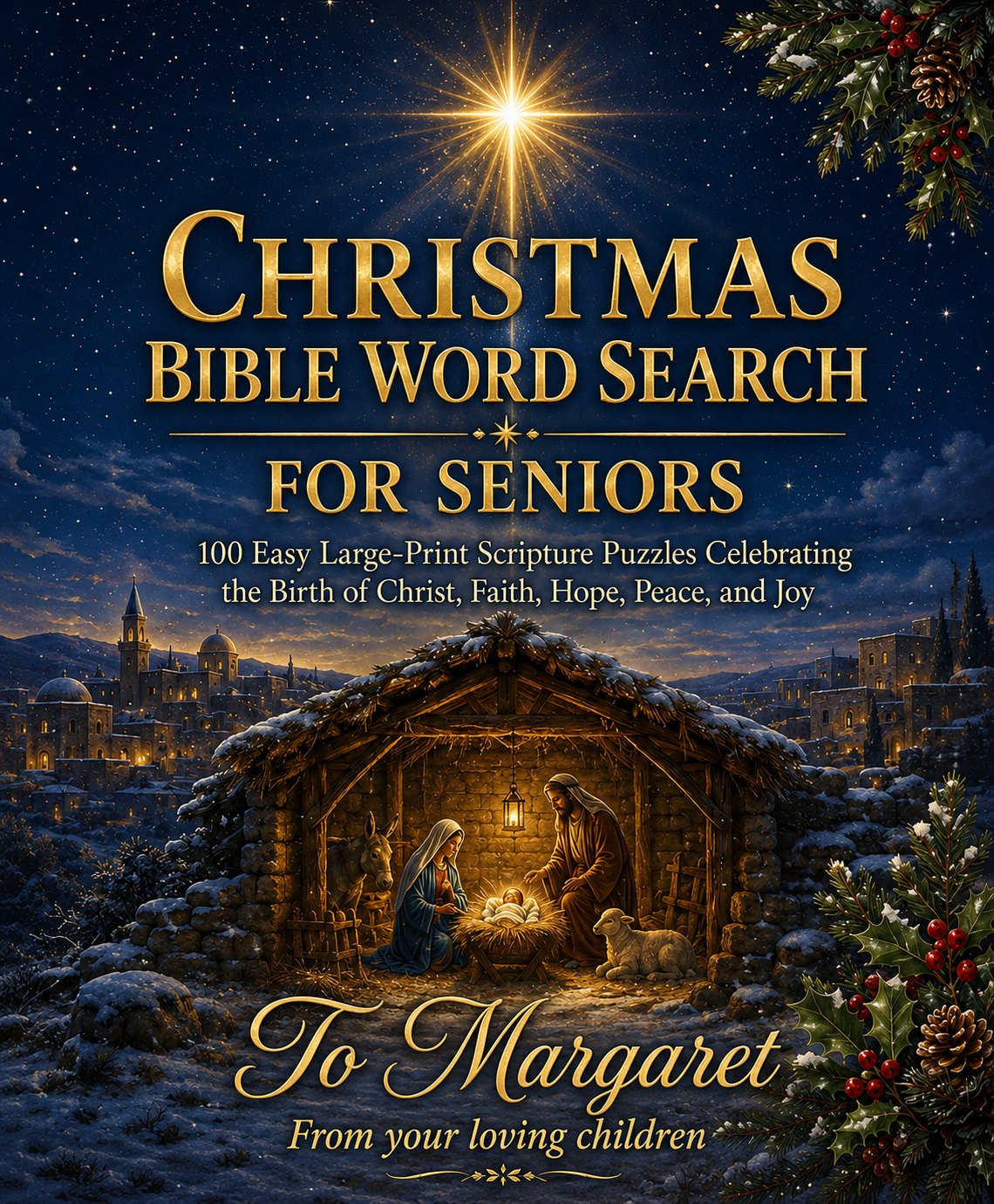 Personalized Christmas Bible Word Search cover — To Margaret, from your loving children