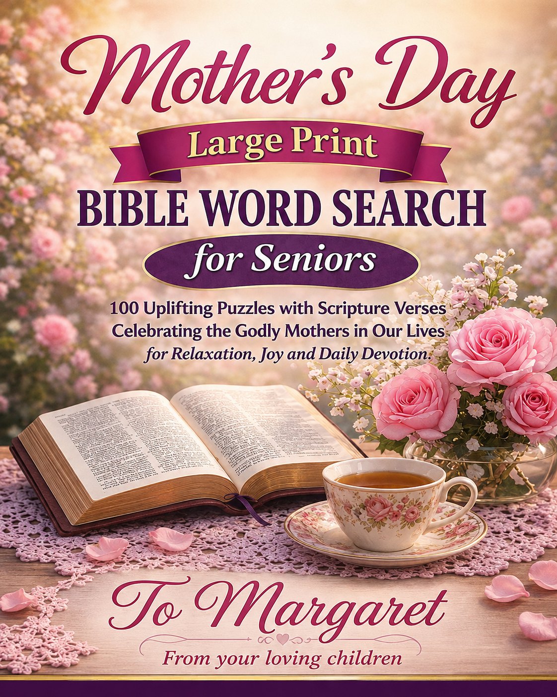 Personalized Mother's Day Bible Word Search cover — To Margaret, from your loving children