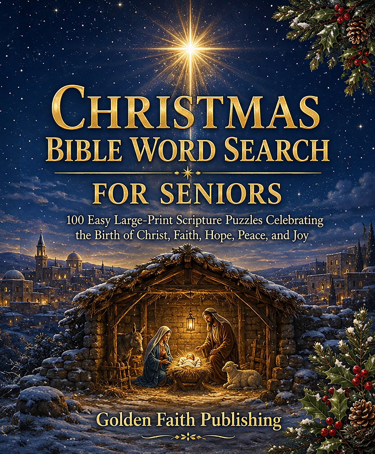 Christmas Bible Word Search for Seniors book cover