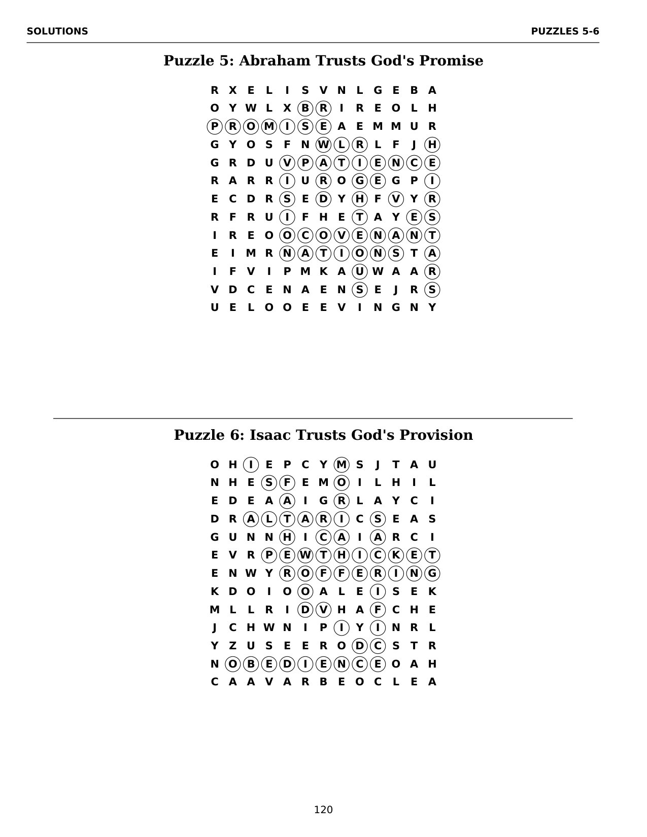 A solutions page — clear, easy-to-read answer grids