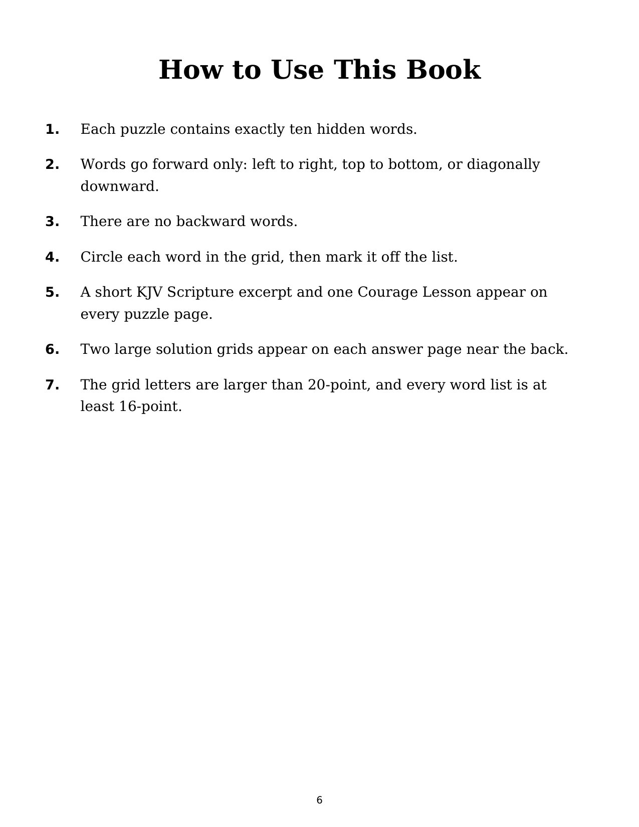 How to Use This Book — simple large-print instructions