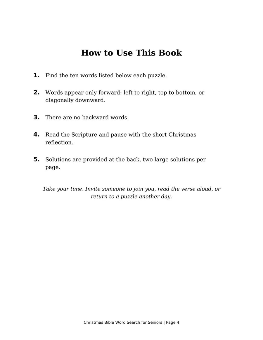How to Use This Book — simple large-print instructions