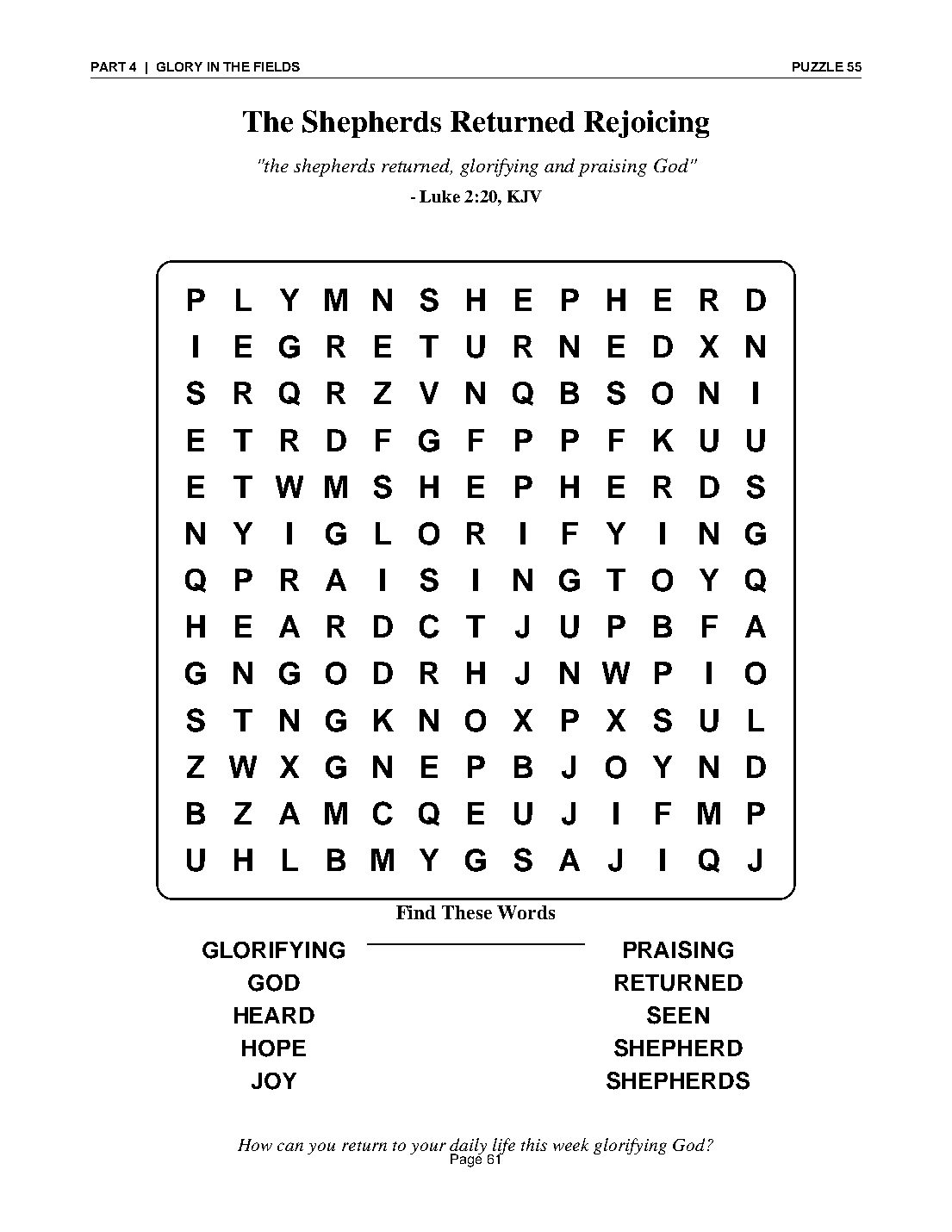 Another of the 100 large-print puzzles from the Christmas story