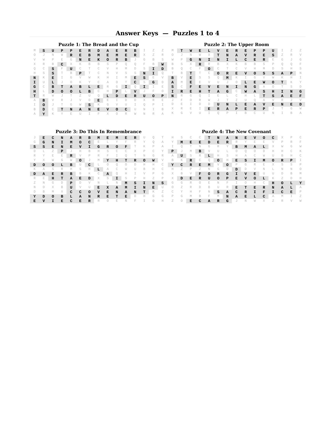 A full answer key from the back of the book &mdash; every puzzle has its solution