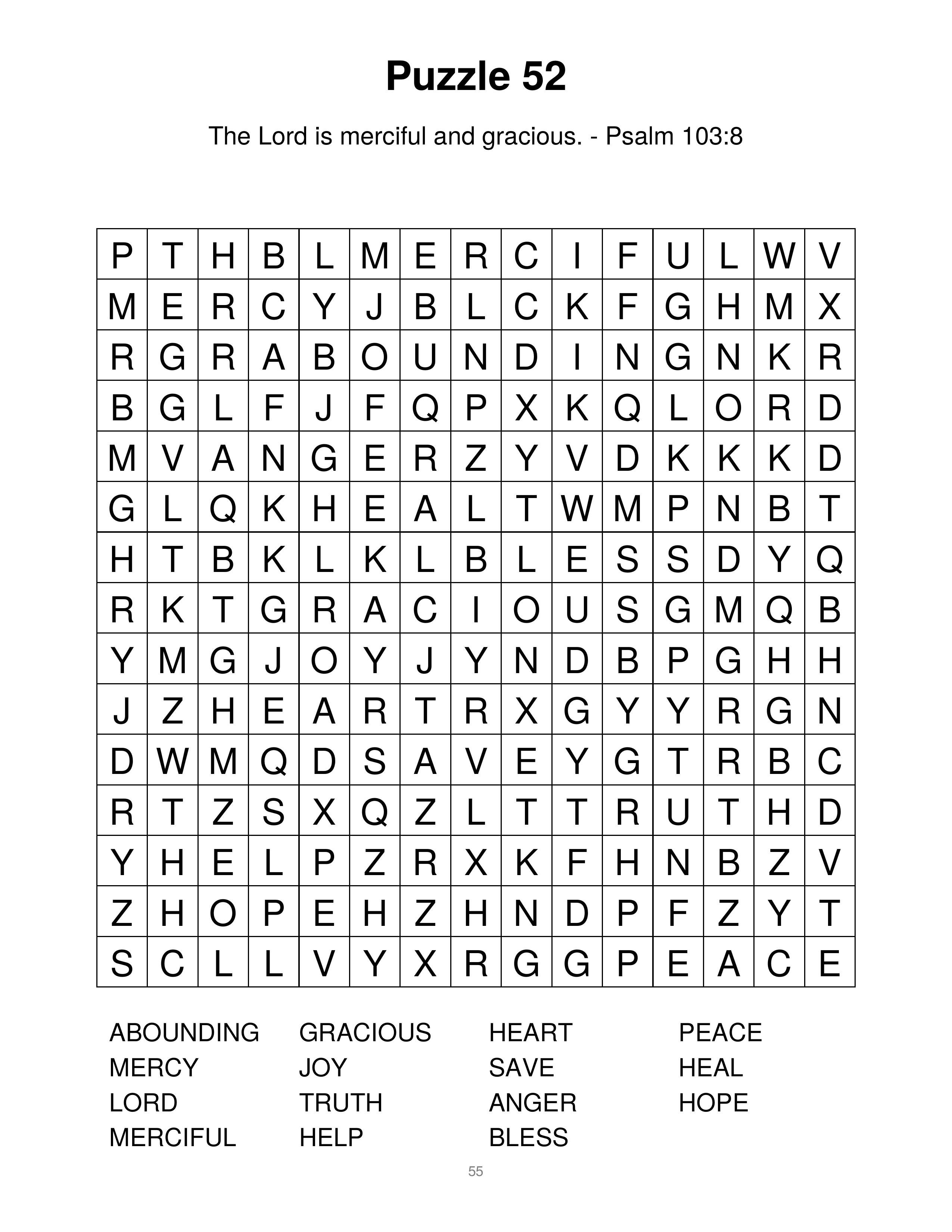 Volume 2 — Puzzle 52, extra large print Bible word search