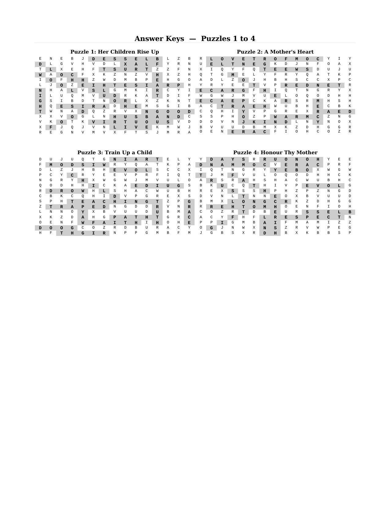 A full answer key from the back of the book &mdash; every puzzle has its solution