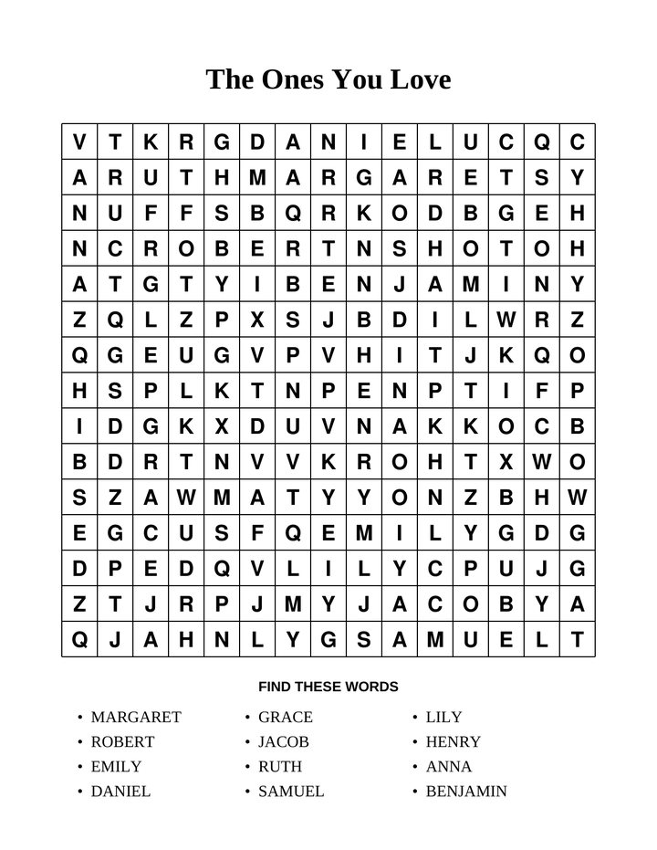 Custom puzzle from family names
