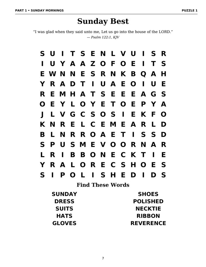 Large-print Bible word search puzzle