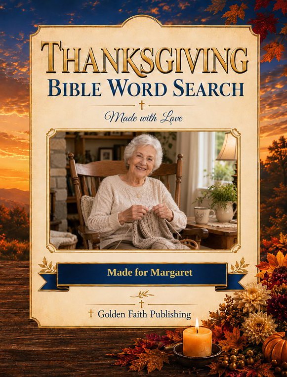 Personalized large print Bible word search keepsake with the recipient's photo and name on the cover