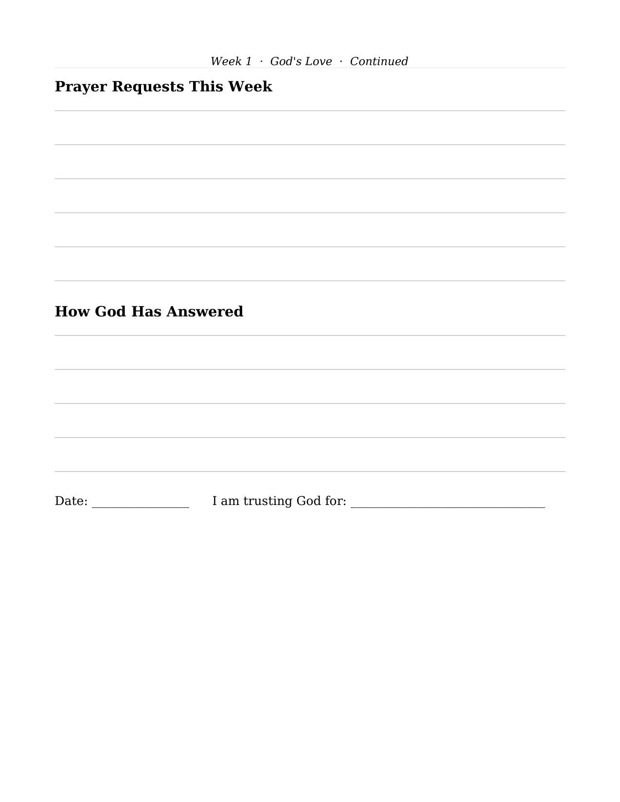 Prayer Requests and How God Has Answered &mdash; space to track prayers and watch God move over time