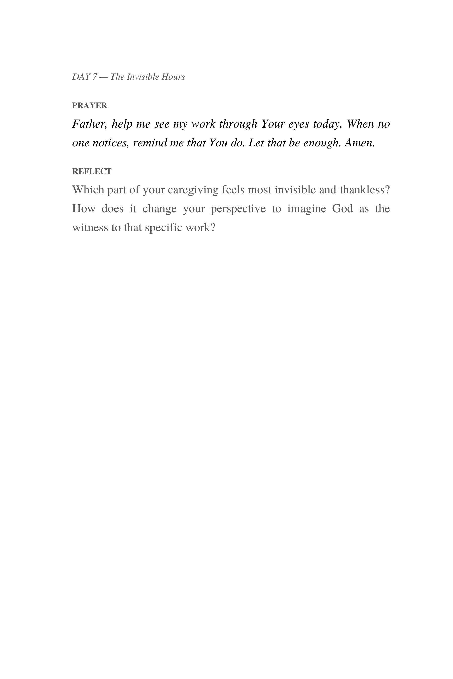 Poured Out — the Prayer and Reflect page for Day 7