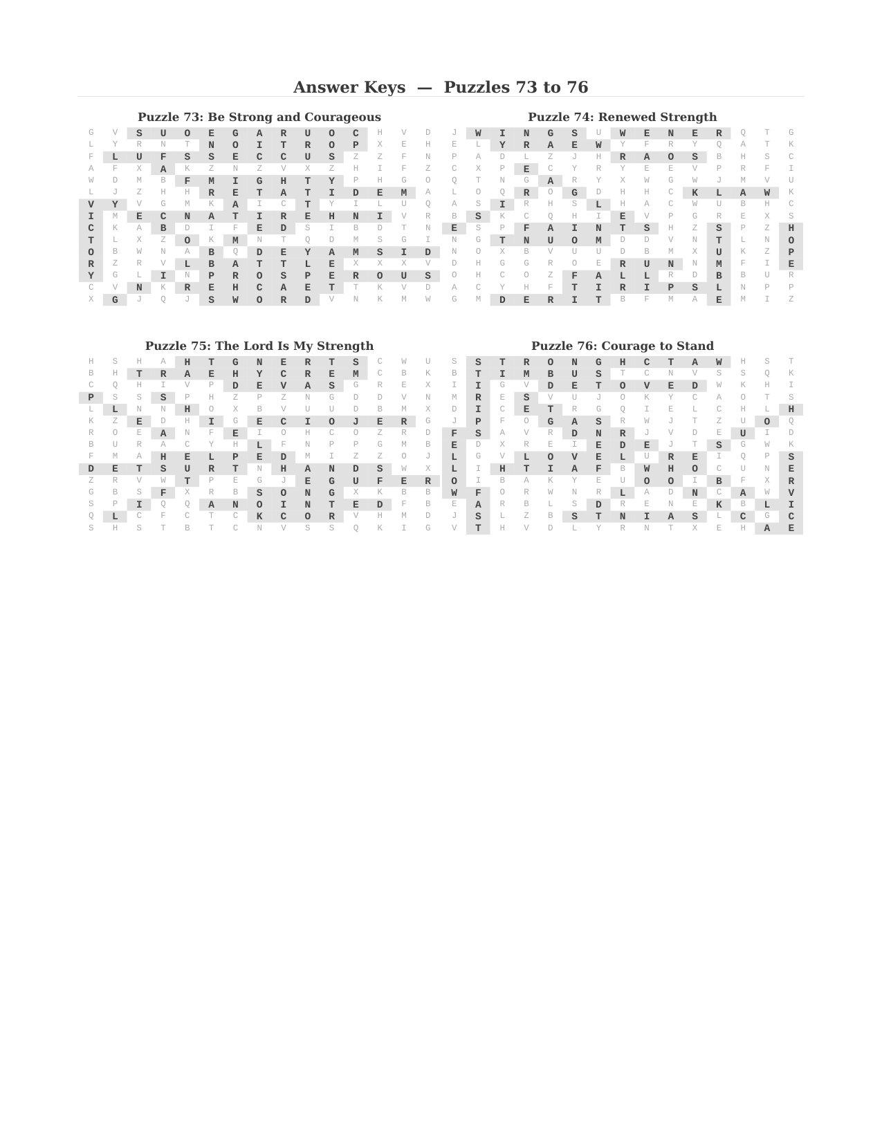 A full answer key page from the back of the book