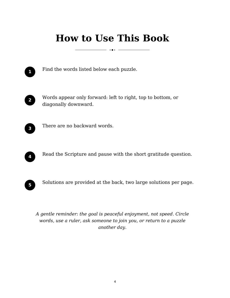How to Use This Book — simple large-print instructions