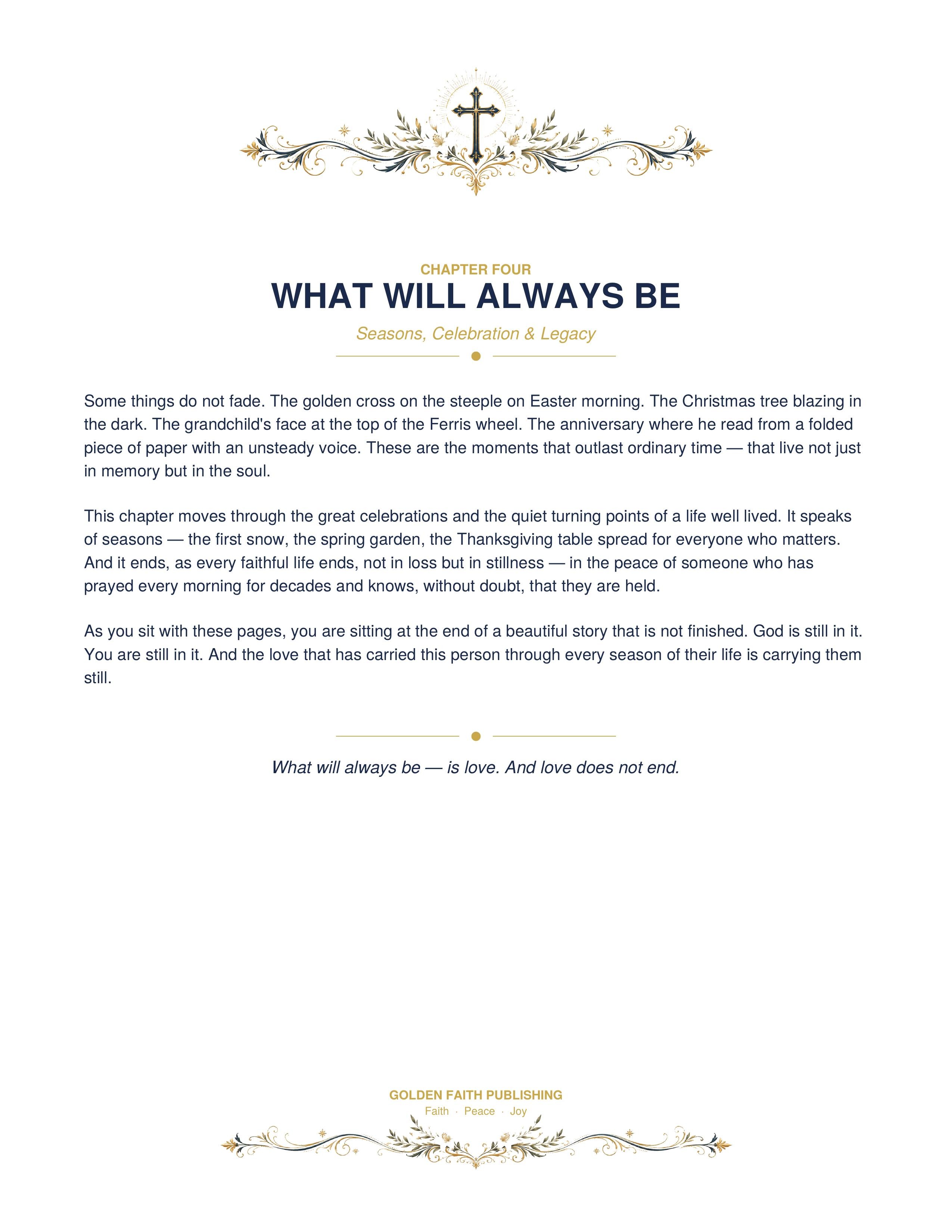 Where the Light Still Lives — Chapter Four opener, What Will Always Be