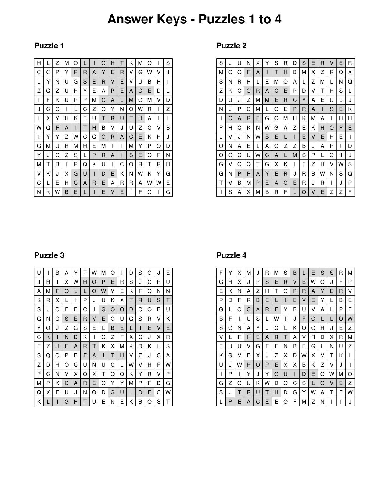 A full answer key from the back of the book &mdash; every puzzle has its solution